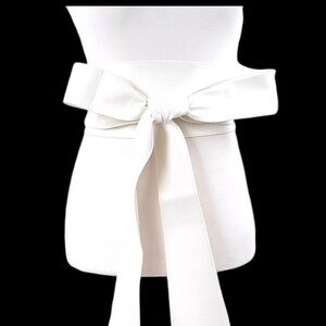 White Vegan Leather Obi Statement Belt